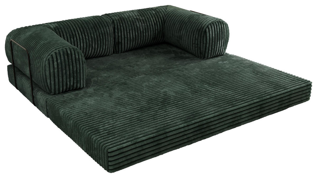 TROJMIESTNA POHOVKA ORSETTO - Tmavozelená Manšester - čierna/tmavozelená, kov/textil (200/70/100cm) - MKS