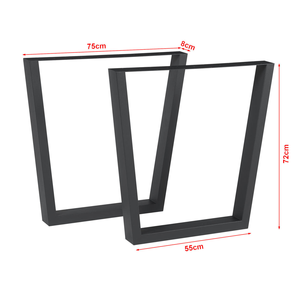TISCHGESTELL-SET 2 TLG. Lalling - Schwarz, Metall (75/72/8cm) - [en.casa]