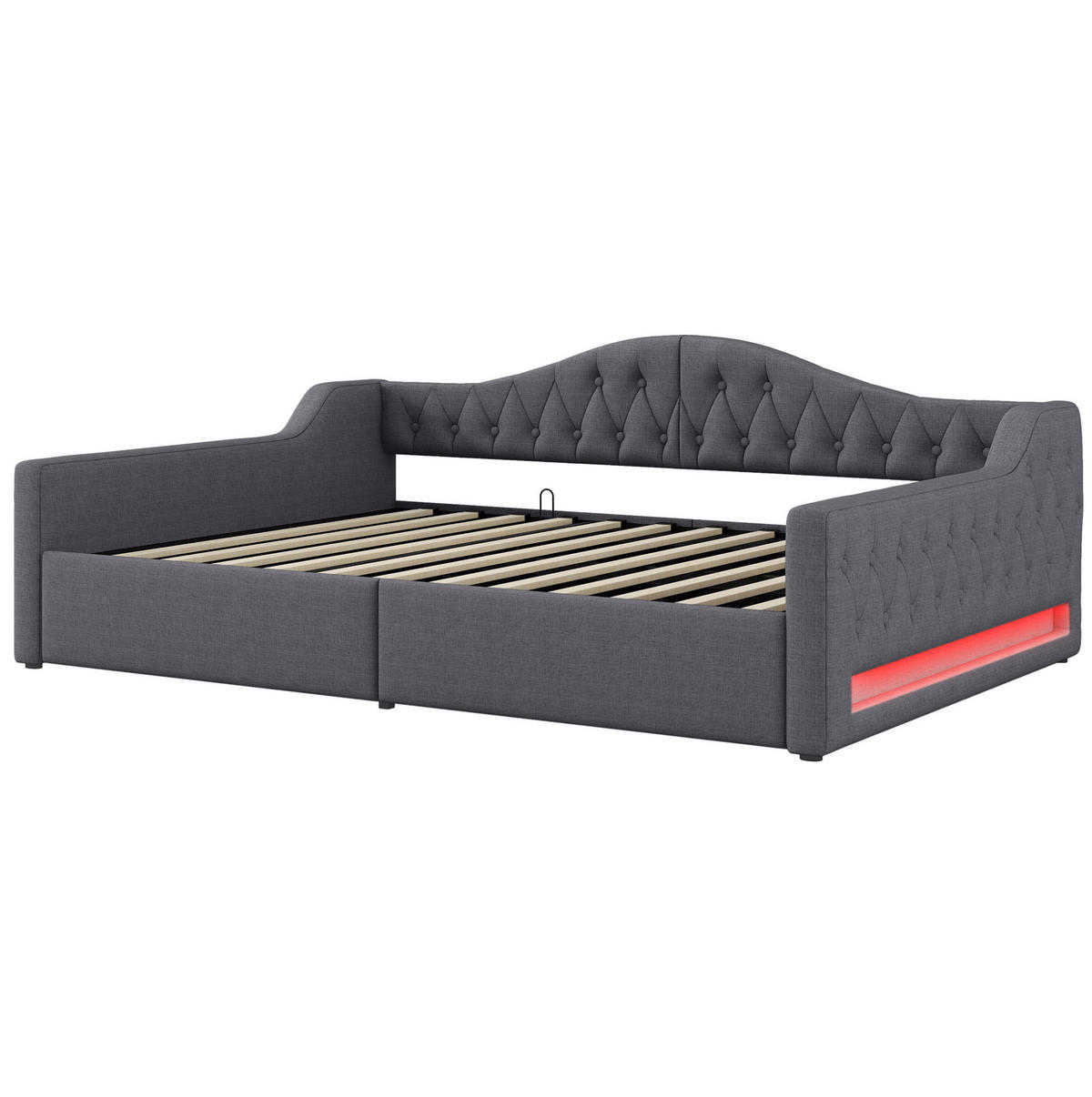 POLSTERBETT 140/200 cm mit LED-Beleuchtung und Bettkasten in Grau - Grau, Holzwerkstoff (140/200cm) - BEAOK