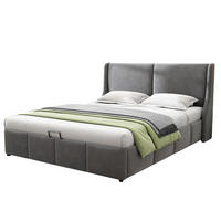 SAMT-POLSTERBETT 140/200 cm in Grau mit Bettkasten und gepolstertem Kopfteil - Grau, Textil (140/200cm) - BEAOK