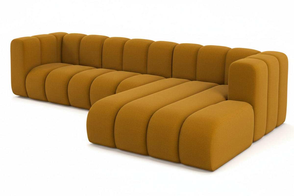 ECKSOFA L-Form Grand L 287 cm, Veloursstoff Salvador, Gelb, Rechts - Gelb, Holz (287/179cm) - Kaiser Möbel