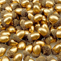KÜNSTLICHE Eicheln 50 Stück Goldene Eichel mit natürlicher Kappe - Goldfarben, Kunststoff (3.3cm)