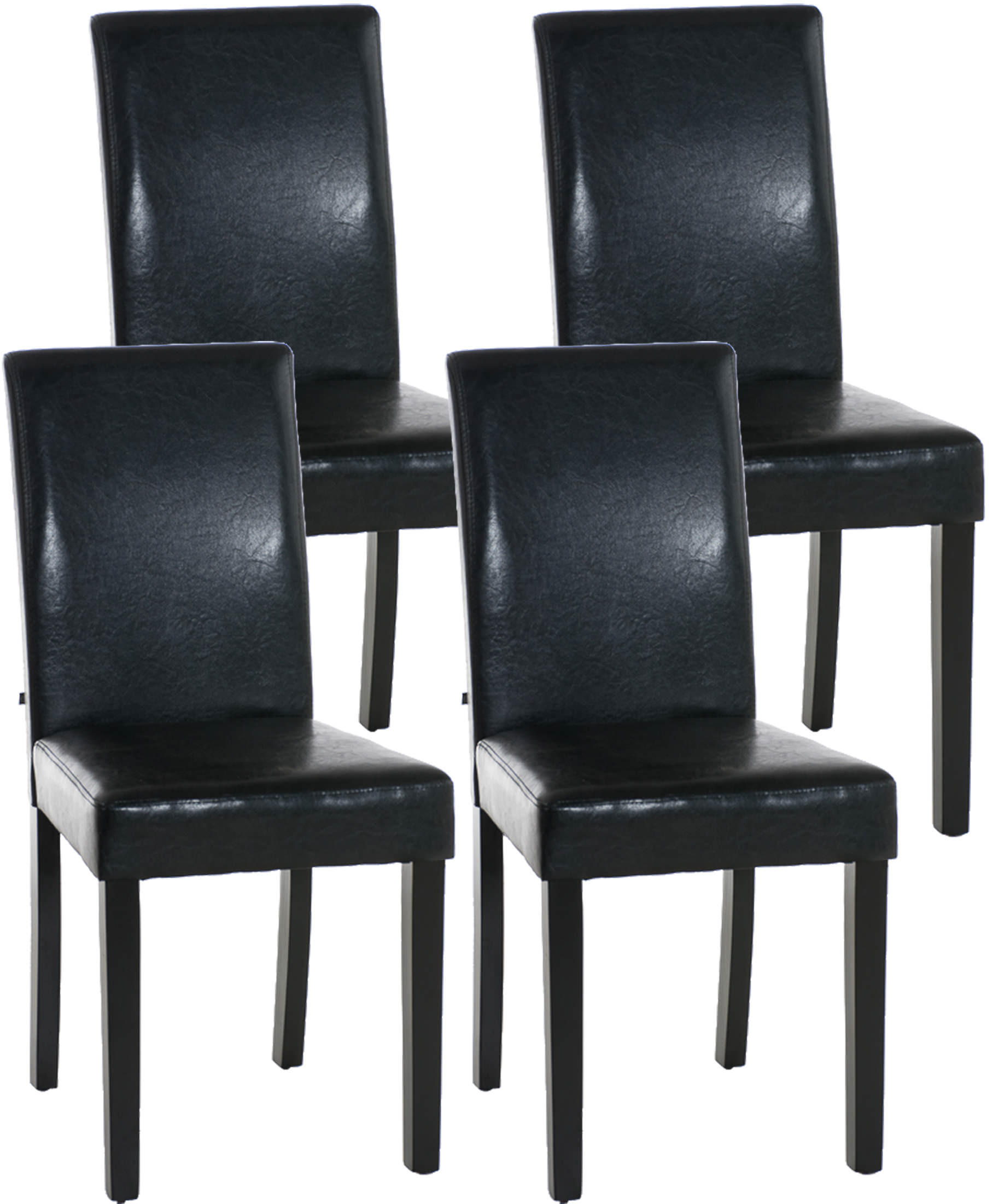 ESSZIMMERSTUHL Ines, 4er Set Kunstleder, Gestell Holz Schwarz Schwarz - Schwarz, Holz/Textil (41/91/47cm) - TPFLiving