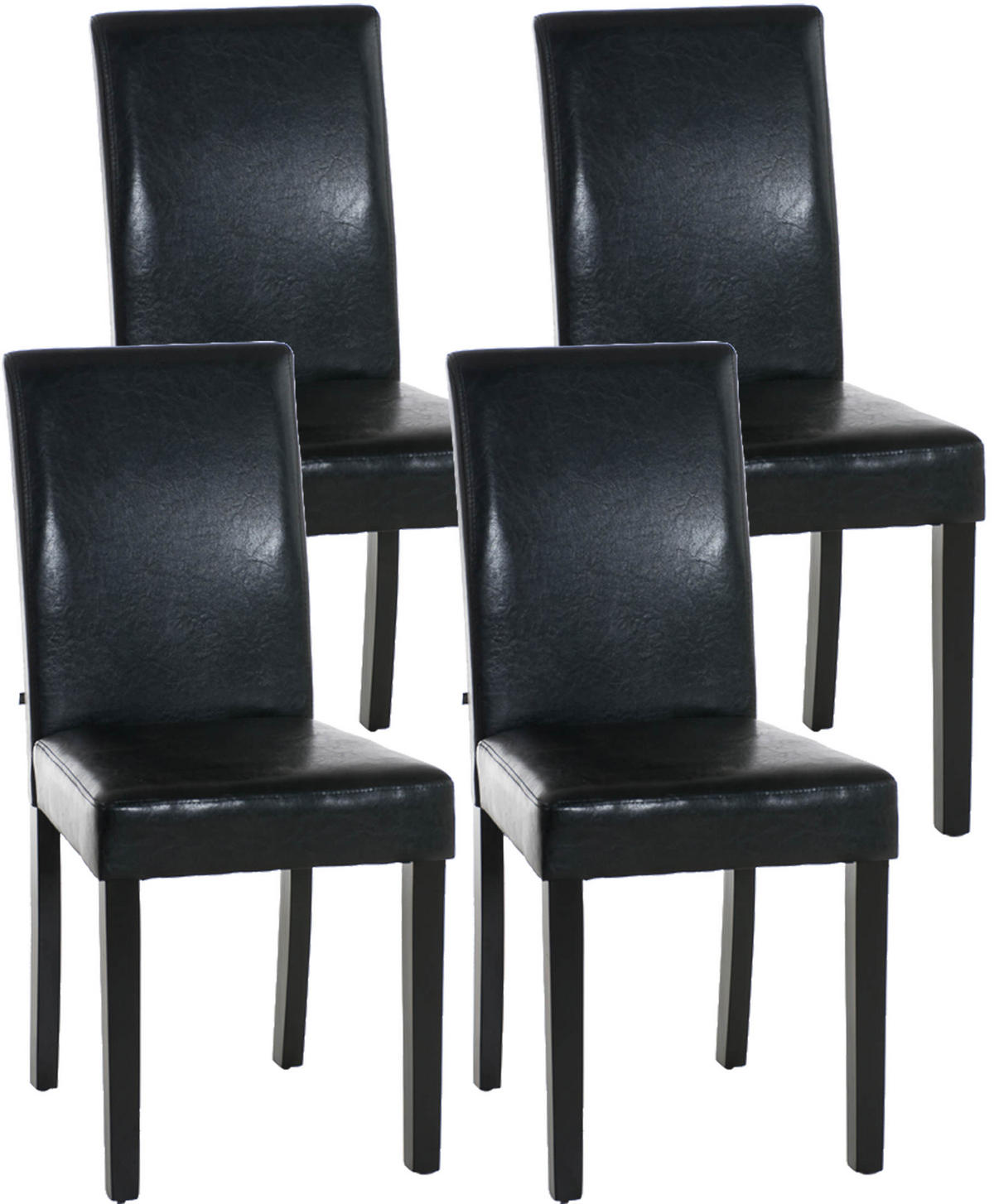 ESSZIMMERSTUHL Ines, 4er Set Kunstleder, Gestell Holz Schwarz Schwarz - Schwarz, Holz/Textil (41/91/47cm) - TPFLiving