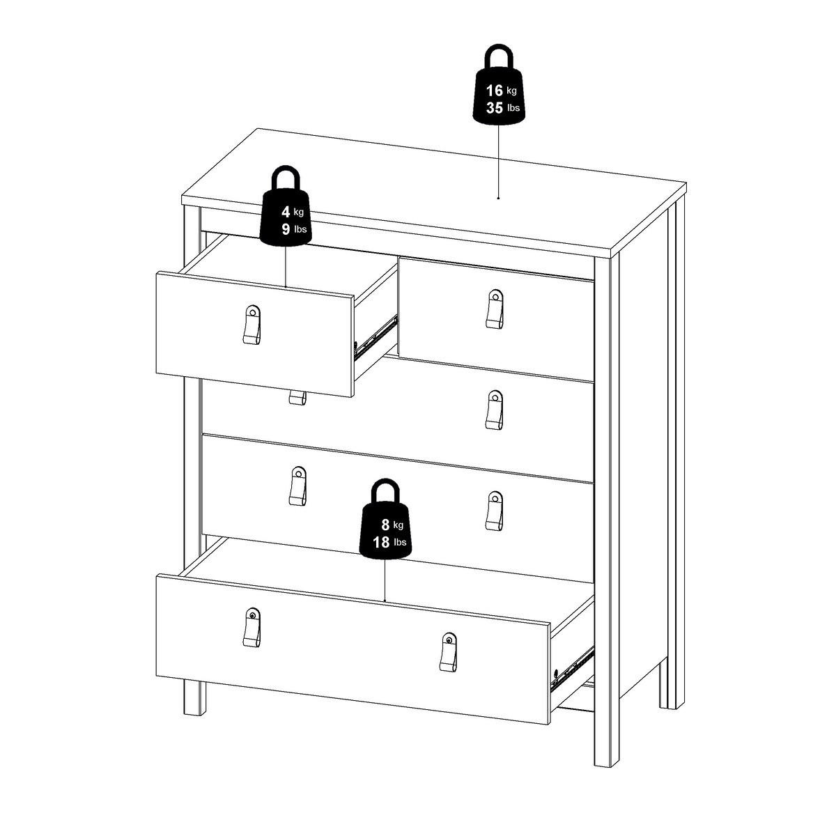 KOMMODE mit 5 Schubladen matt schwarz barcelone 82,3/38,4/98,9 cm - Schwarz, Holzwerkstoff (38.4/98.9/82.3cm) - Calicosy