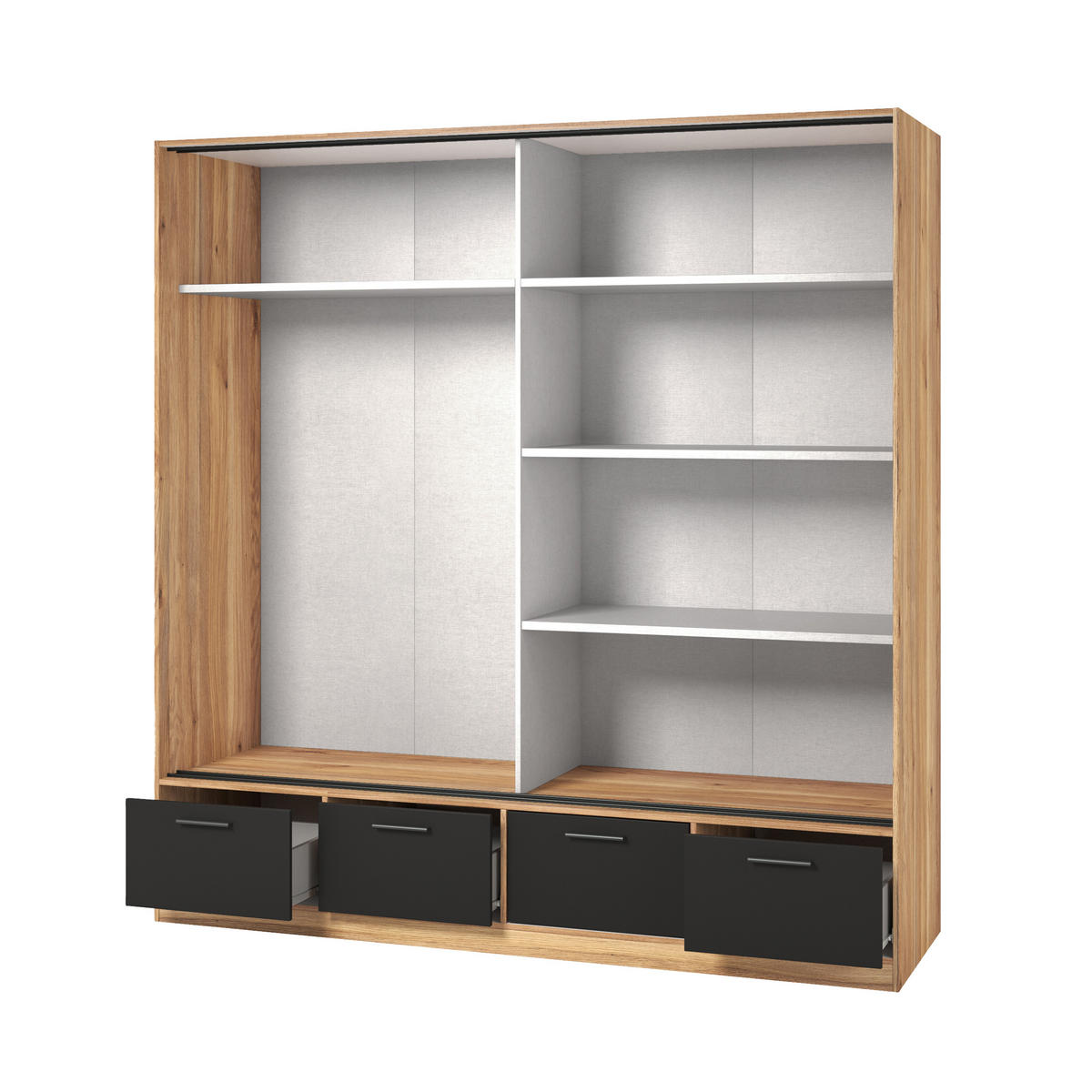 SCHWEBETÜRENSCHRANK BETTINA 200/209/61 cm 2-türig mit Spiegel Eichefarben - Eichefarben, Holzwerkstoff (200/209/61cm) - MASSENO