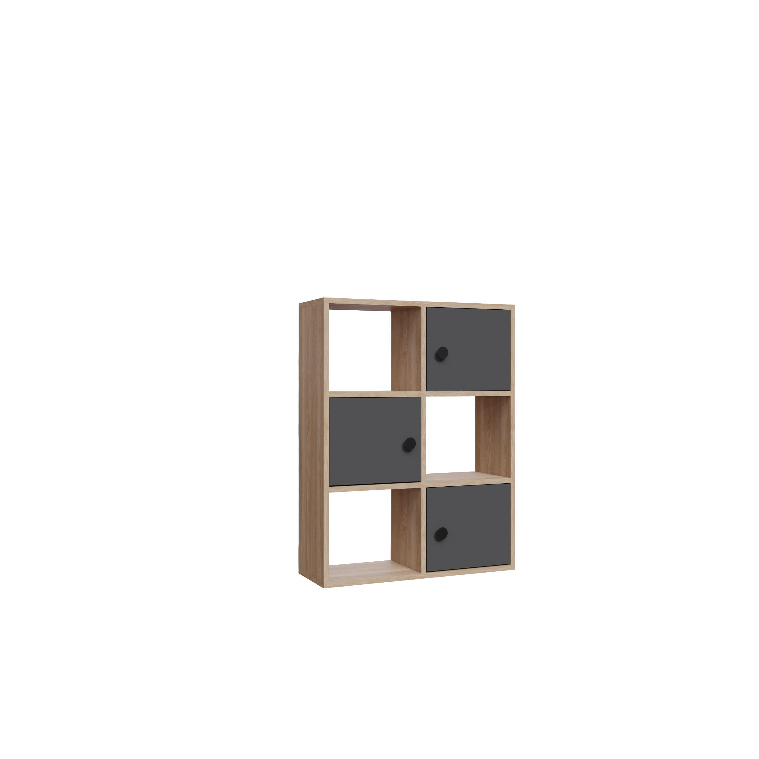 Decorotika Bücherregal Dunkelgrau, Alteiche 25x93x72 cm