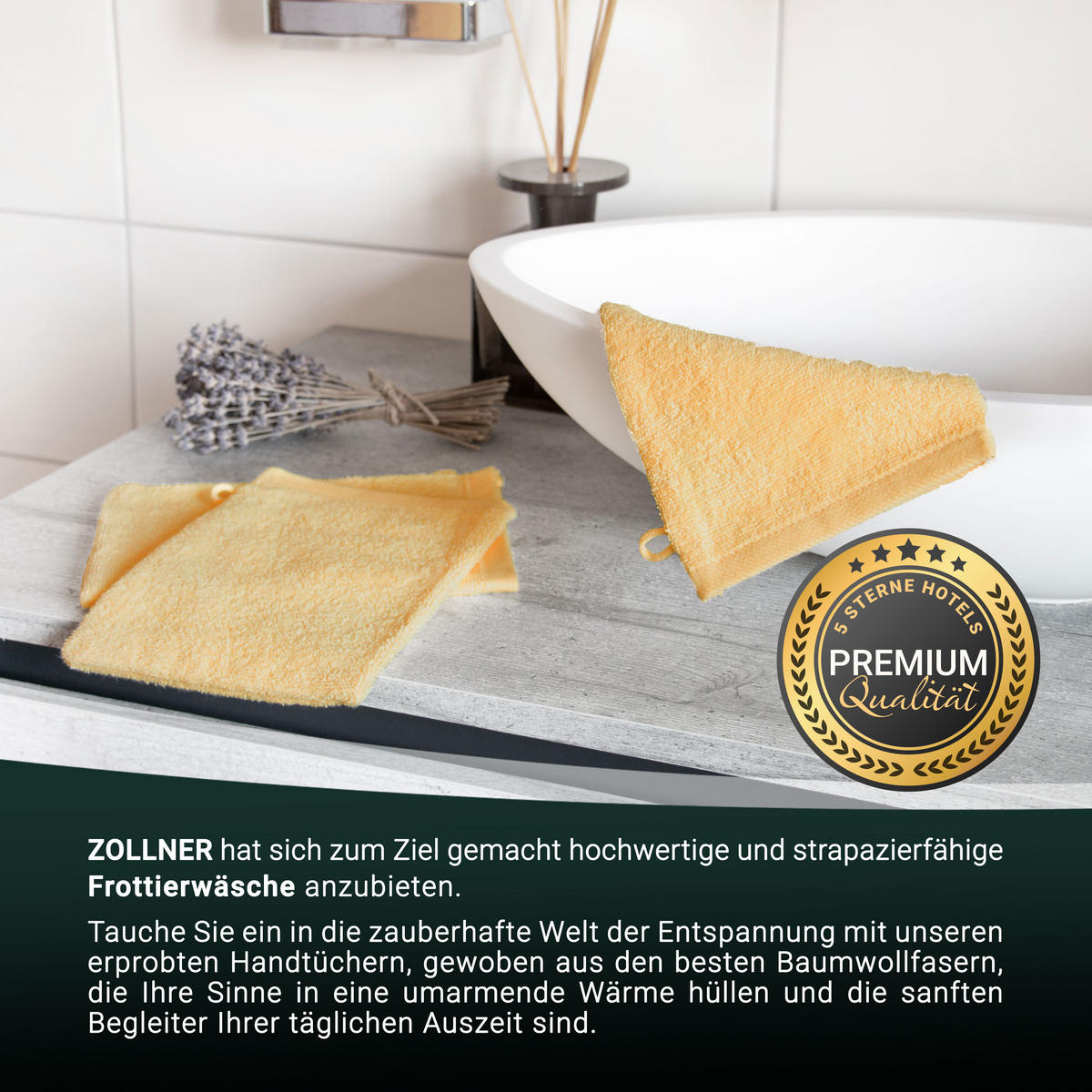 WASCHHANDSCHUH, 10er-Set, 16x21 cm, 100% Baumwolle, Gelb - Gelb, Textil (16/21cm) - Zollner