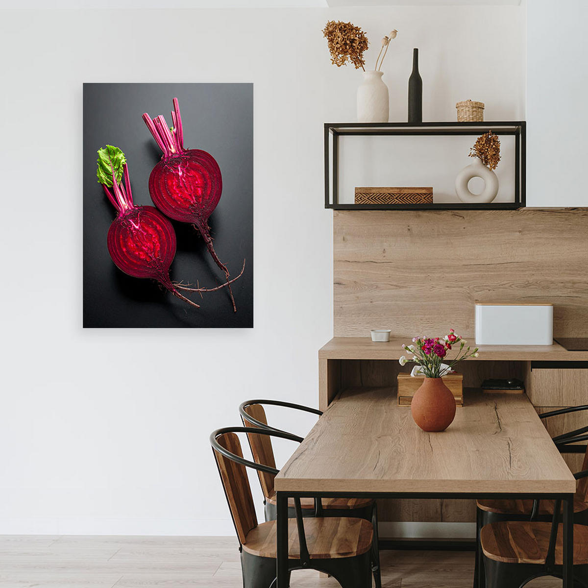 LEINWANDBILD, Rote Bete auf dunklem Hintergrund - Rot, Textil (60/90cm) - Feeby