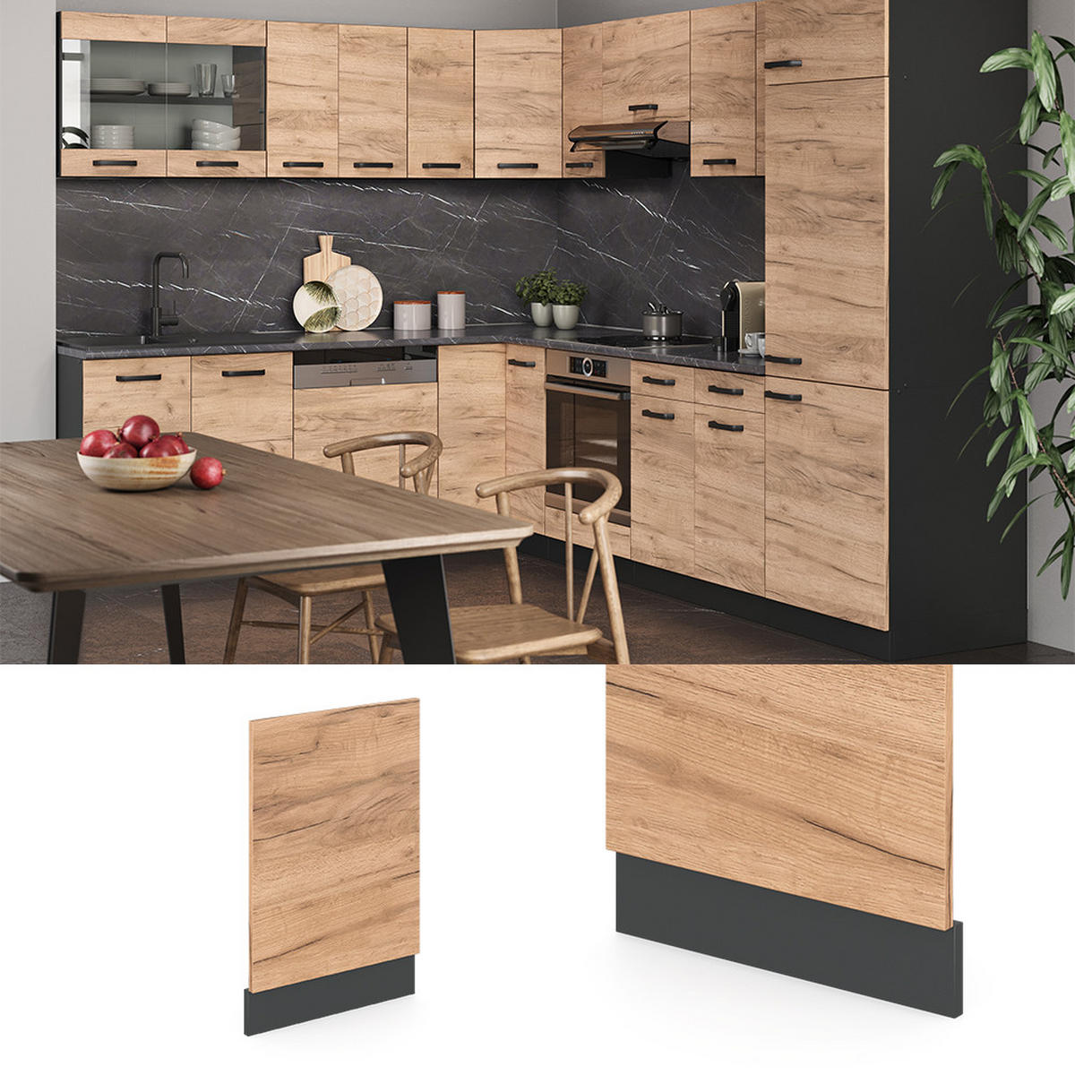 FRONTBLENDE R-Line Goldkraft Eiche 45 cm, AP Anthrazit - Anthrazit/Eiche Wotan, Holzwerkstoff (45/57.2/1.6cm) - Vicco