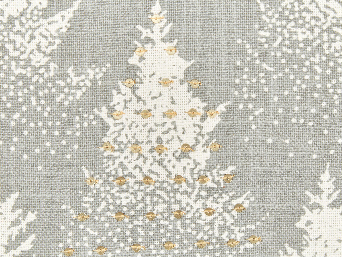 DEKOKISSEN Grau 45/45 cm Billbergia - Goldfarben/Weiß, Textil (45/45/10cm) - Beliani