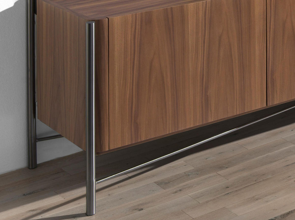 TV-ELEMENT TV-Ständer Nussbaum und dunkler Stahl 220/46/53 cm - Dunkelgrau/Walnussfarben, Holz (220/53/46cm) - ANGEL CERDA