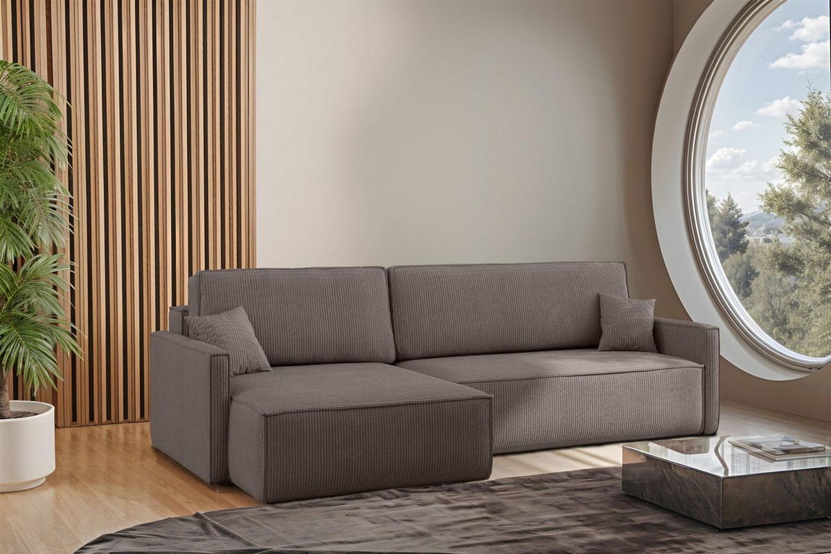 ECKSOFA Louis Scala - Taupe, Holzwerkstoff/Textil (250/142cm) - Fun Möbel