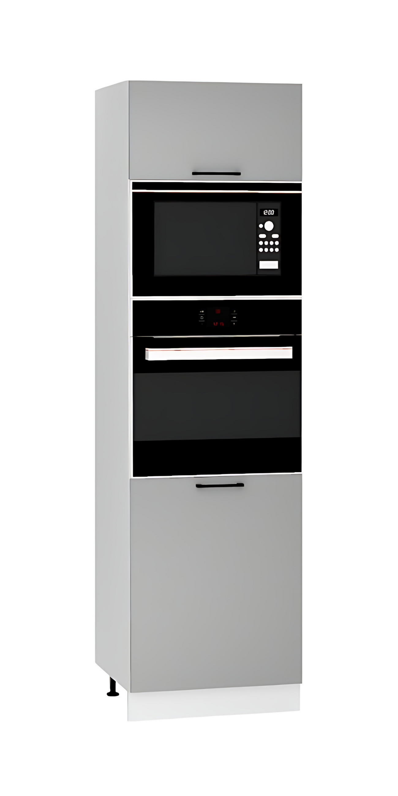 MIKROWELLENUMBAUSCHRANK D60PK MVP/L - Morvex - Stilvolles Küchenelement - Grau, Holz/Metall (60/213.3/56cm) - ROYAL24_MARKT