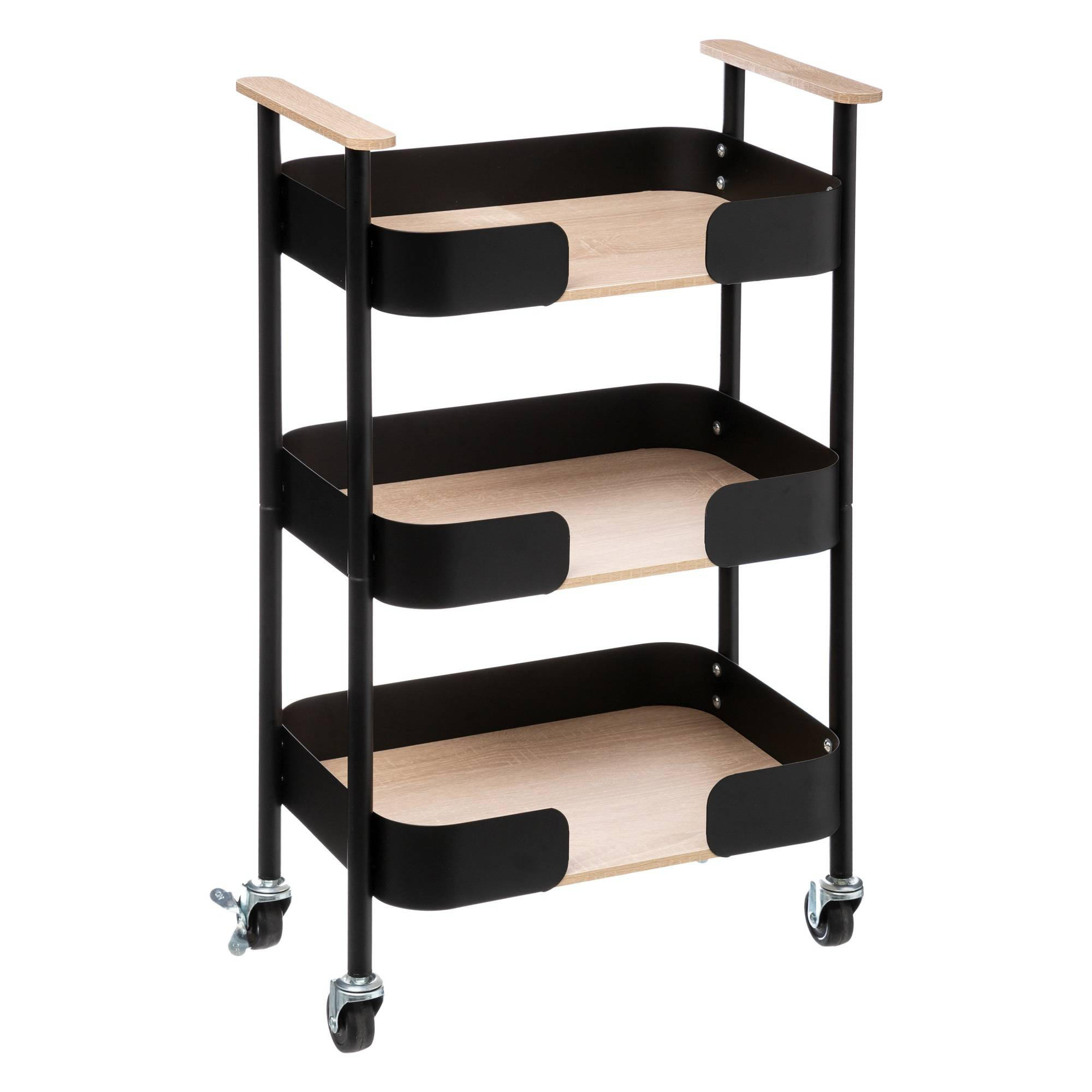 KÜCHENWAGEN Schwarz, Beige, Naturfarben - Schwarz, Metall (28.2/22.5/45.5cm) - 5five Simply Smart