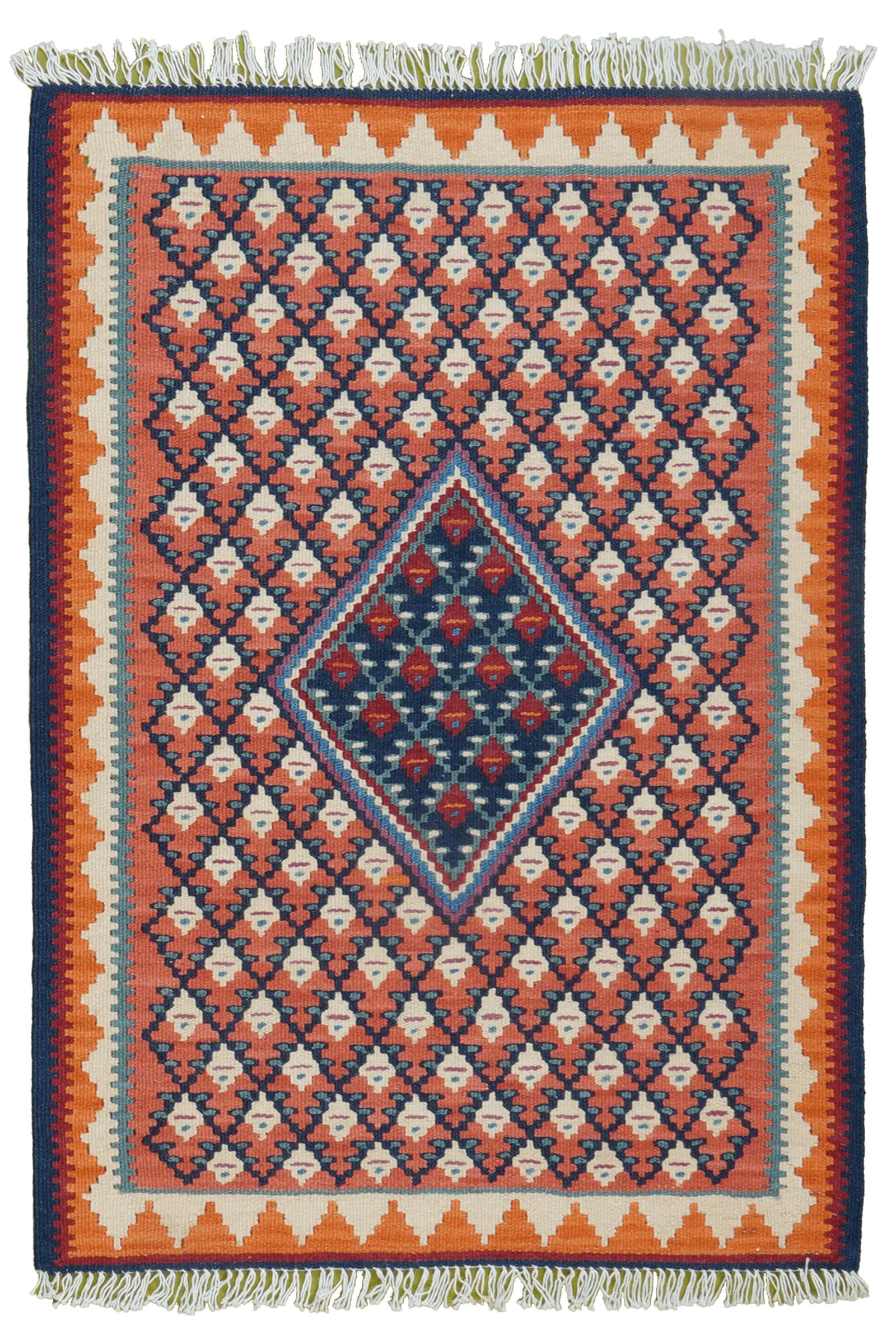 HANDWEBTEPPICH Kelim Senneh Rot 86/62 cm Schurwolle - Rot, Textil (62/86cm) - Looma