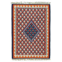 HANDWEBTEPPICH Kelim Senneh Rot 86/62 cm Schurwolle - Rot, Textil (62/86cm) - Looma