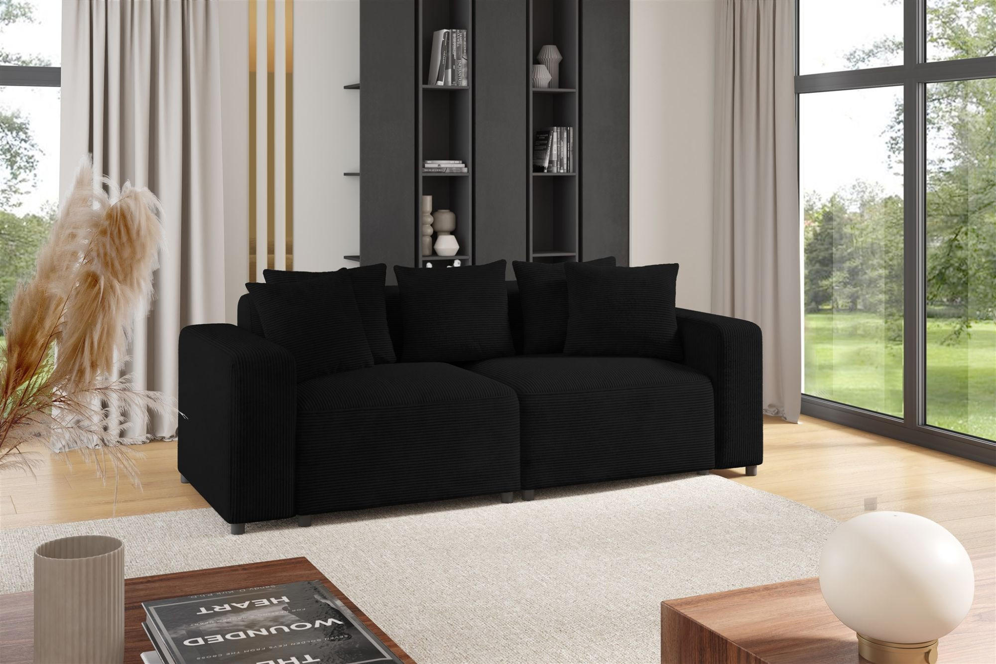 SOFA Megan 2-sitzer In Poso - Schwarz, Holzwerkstoff/Textil (236/75/98cm) - Fun Möbel