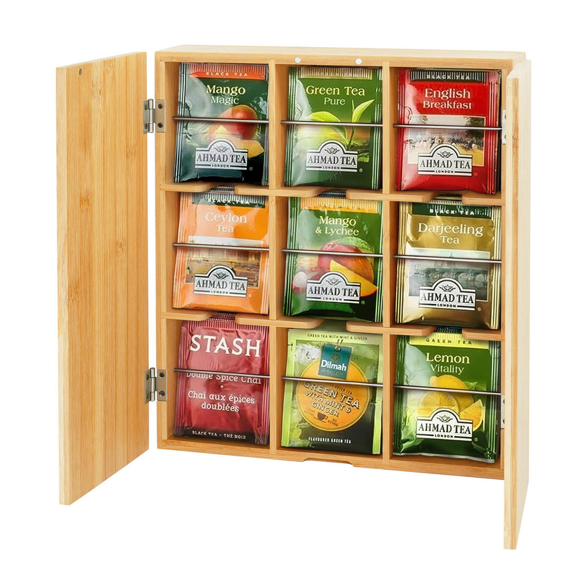 TEEBOX - Hellbraun, Holz/Metall (26.5/31/7cm) - Relaxdays