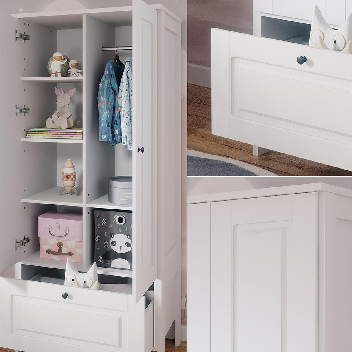 KINDERKLEIDERSCHRANK Ajaton Weiß 83.3 x 187 cm - Weiß, Holzwerkstoff (83.3/187/53.4cm) - VitaliSpa