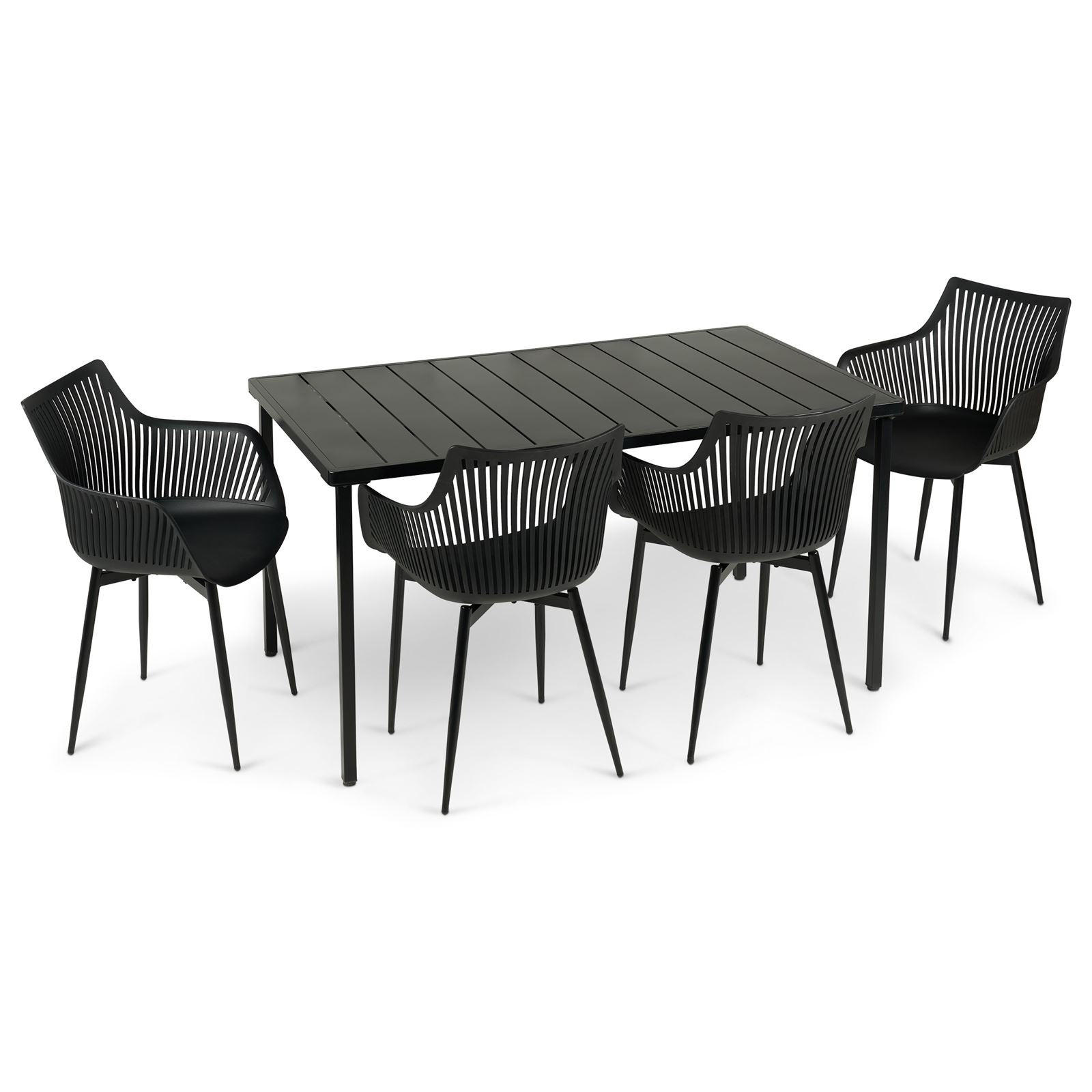 GARTENMÖBEL SET AZALEA VIOLETTA 5er Set schwarz - Schwarz, Metall - IDIMEX