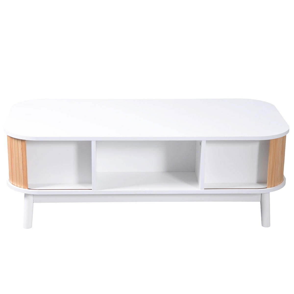 COUCHTISCH aus MDF 110x55x38,5 cm in Weiß und Holzfarbe mit Stauraum - Weiß, Holzwerkstoff (110/55/38.5cm) - Modfu