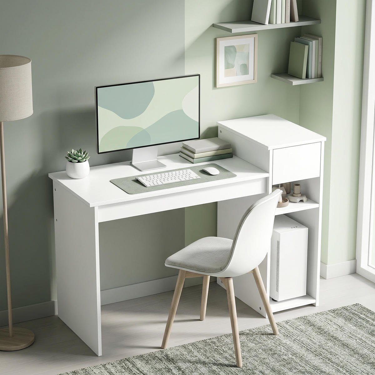 BÜROTISCH Weiß 1 Stück - Weiß, Holzwerkstoff (50/108/82cm) - GiPP
