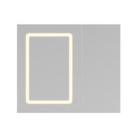 SPIEGELSCHRANK - zweitürig - mit LED-Beleuchtung - Antibeschlag-Funktion und doppelseitigem Spiegel - Weiß - Weiß, Holzwerkstoff (13.5/60/70cm) - DELFA
