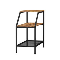 ANSTELLTISCH Fyrk Eiche rustikal 30 x 60 cm mit 2 offenen Ablagen - Wildeiche/Schwarz, Holzwerkstoff (60/30/61.5cm) - Vicco