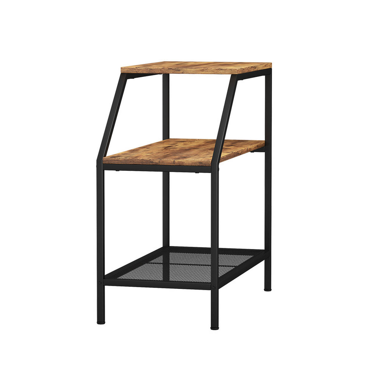 ANSTELLTISCH Fyrk Eiche rustikal 30 x 60 cm mit 2 offenen Ablagen - Wildeiche/Schwarz, Holzwerkstoff (60/30/61.5cm) - Vicco