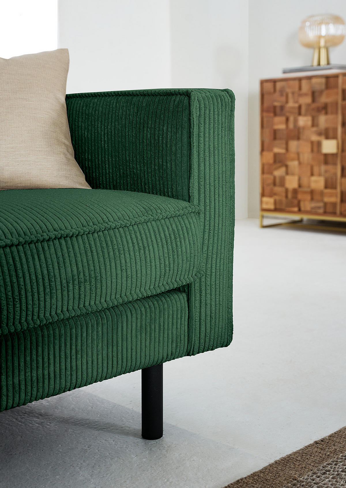 XL SESSEL - Dunkelgrün/Schwarz, Textil/Metall (117/81/96cm) - home24
