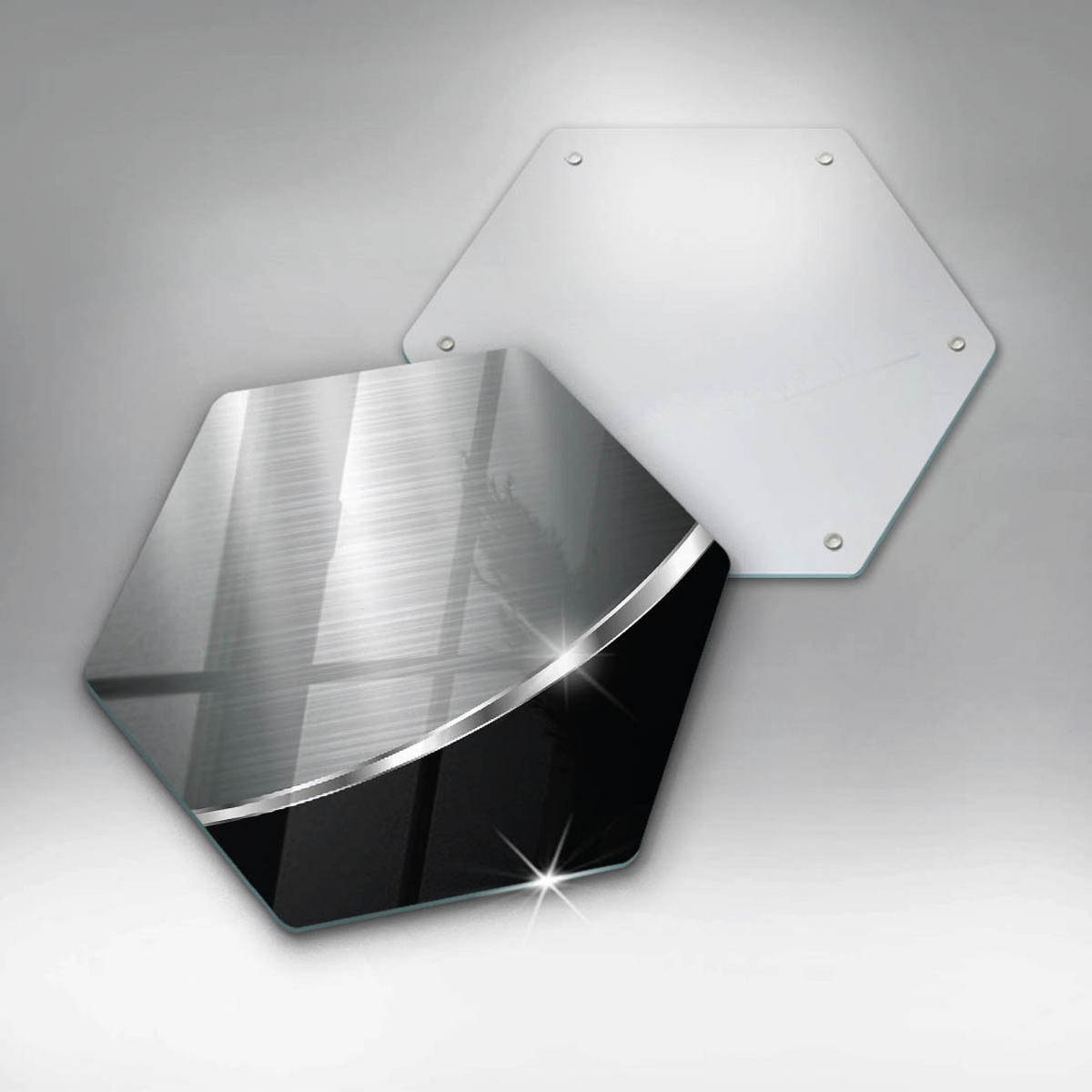 GLASPLATTE 40 cm Metallische Abstraktion - Alufarben, Glas (40/40cm) - Wallfluent