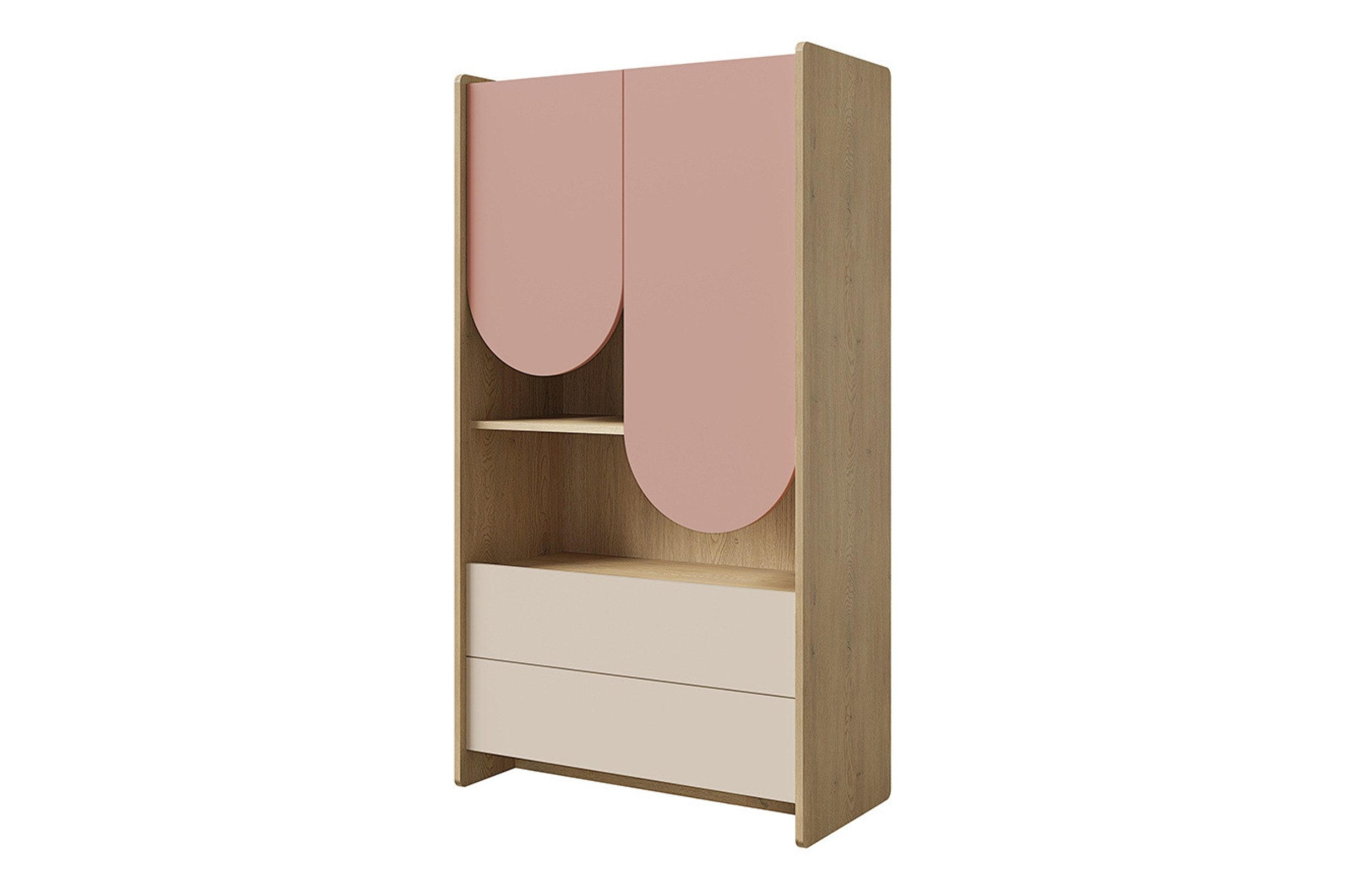 KINDERREGAL LEXO 06 83/151/40 cm in Eiche Cremona/Macadamia/Puderrosa - Eichefarben/Beige, Holzwerkstoff (83/151/40cm) - Deine Möbel 24