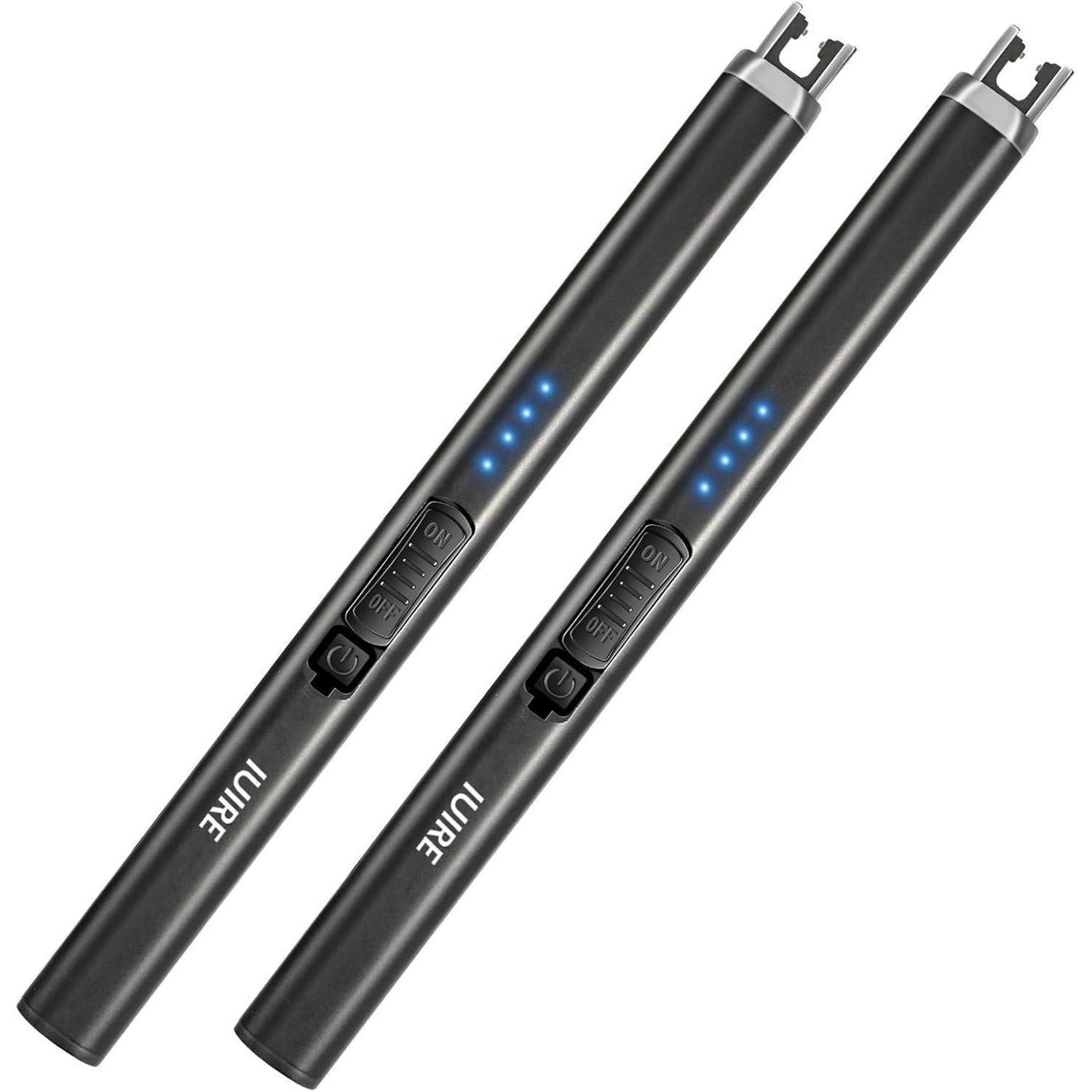 FEUERZEUG Lichtbogen wiederaufladbar USB-C windresistent 2er Set Schwarz - Schwarz, Metall (1.5/1.5/18.9cm)