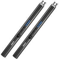 FEUERZEUG Lichtbogen wiederaufladbar USB-C windresistent 2er Set Schwarz - Schwarz, Metall (1.5/1.5/18.9cm)