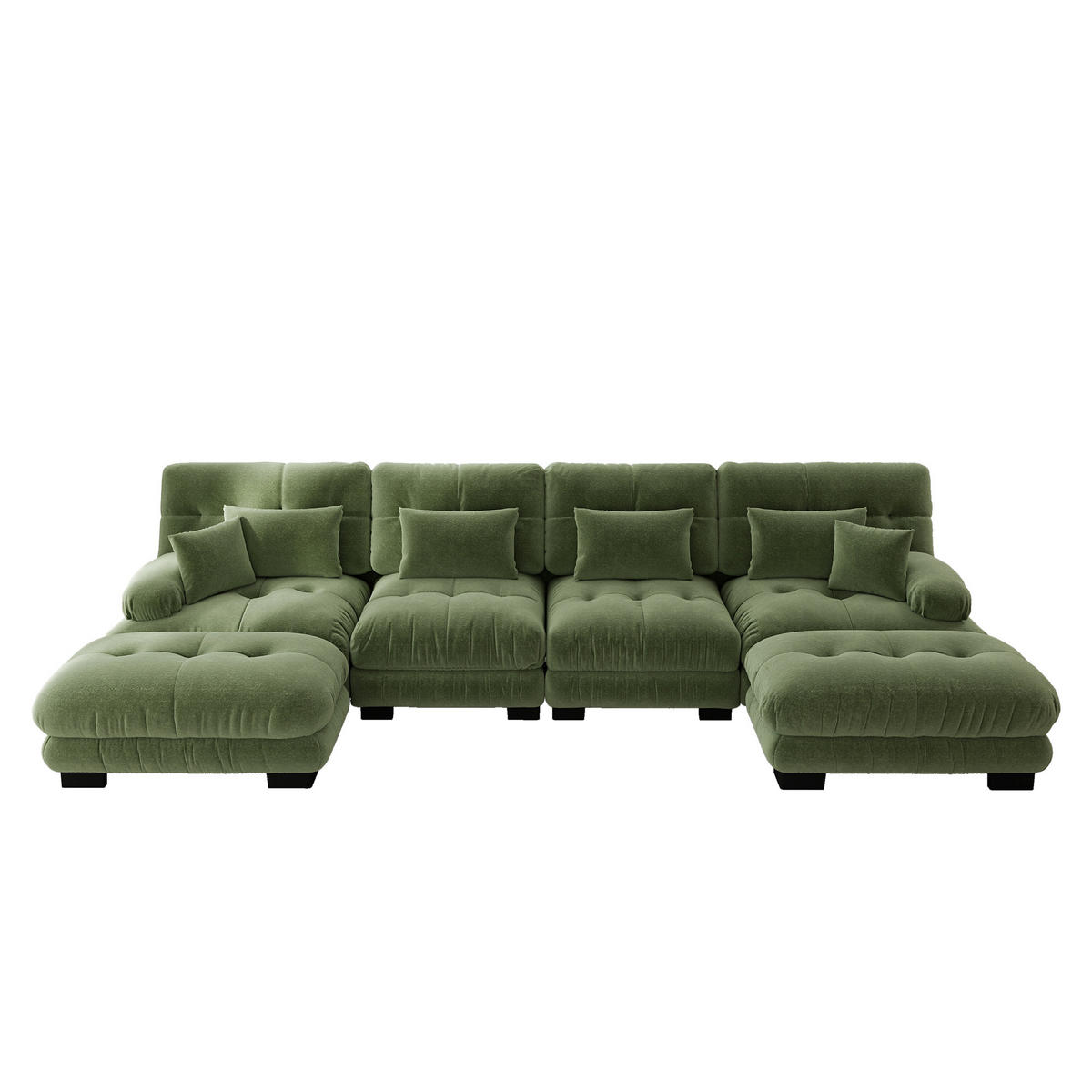 WOHNLANDSCHAFT DE-34065 U-förmig Grün - Grün, Holz (145/81/406cm) - ComfortXL
