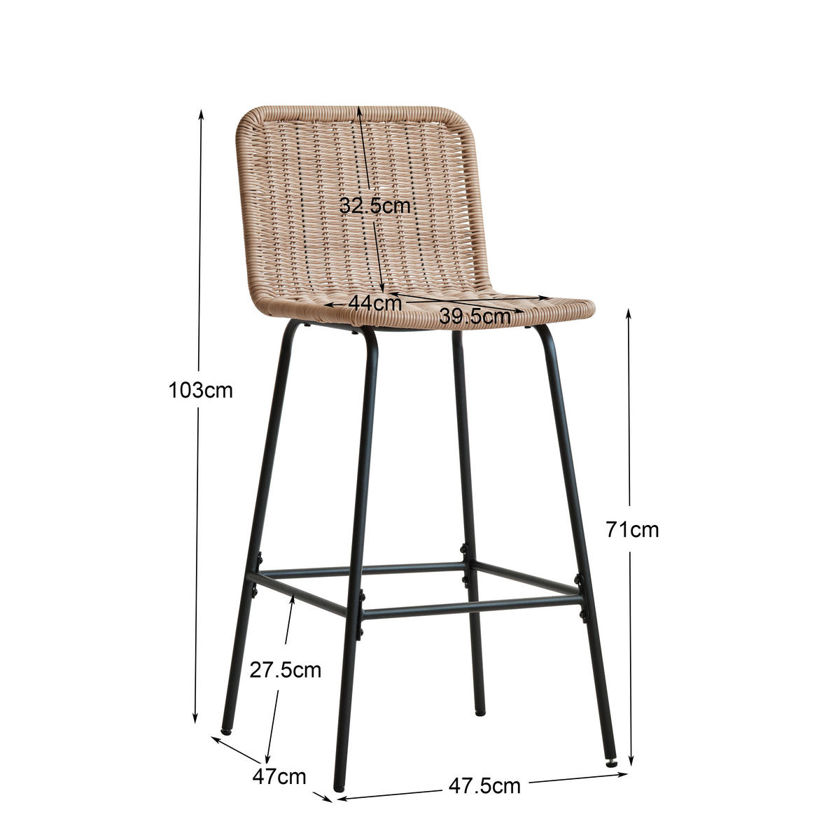 BARHOCKER 2er-Set Fasern Braun - Braun, Holz (47.5/103/47cm) - Nordlys
