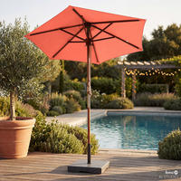 SONNENSCHIRM - Grau - Terracotta, Holz/Textil (200/200cm) - home24