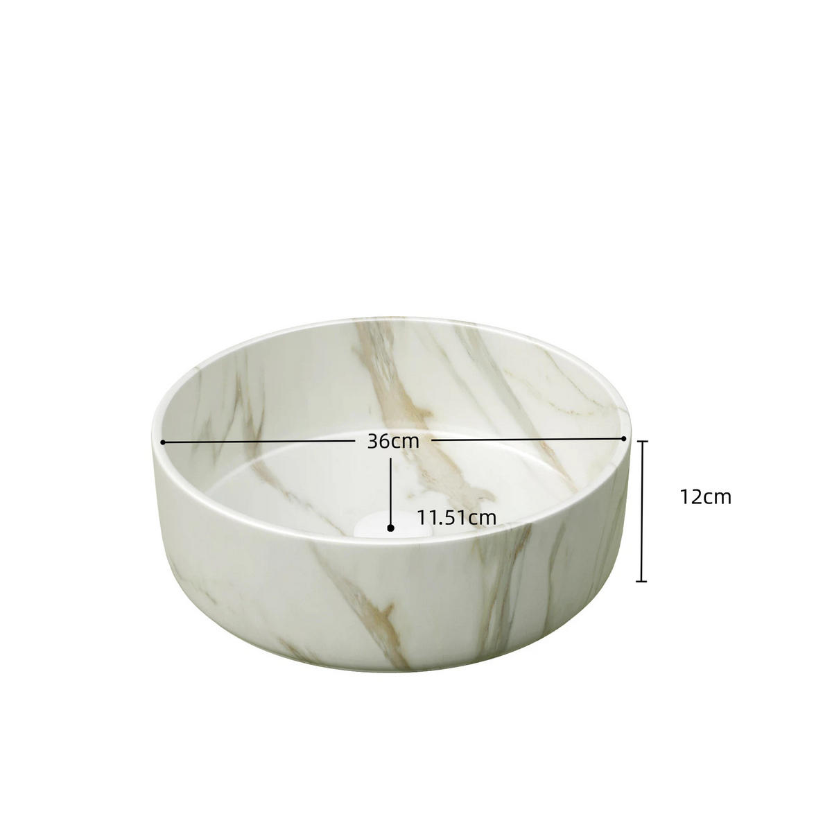 KERAMIKBECKEN 36x36x12 cm in Weiß mit Steinmuster - Weiß, Keramik (36/12/36cm) - Modfu