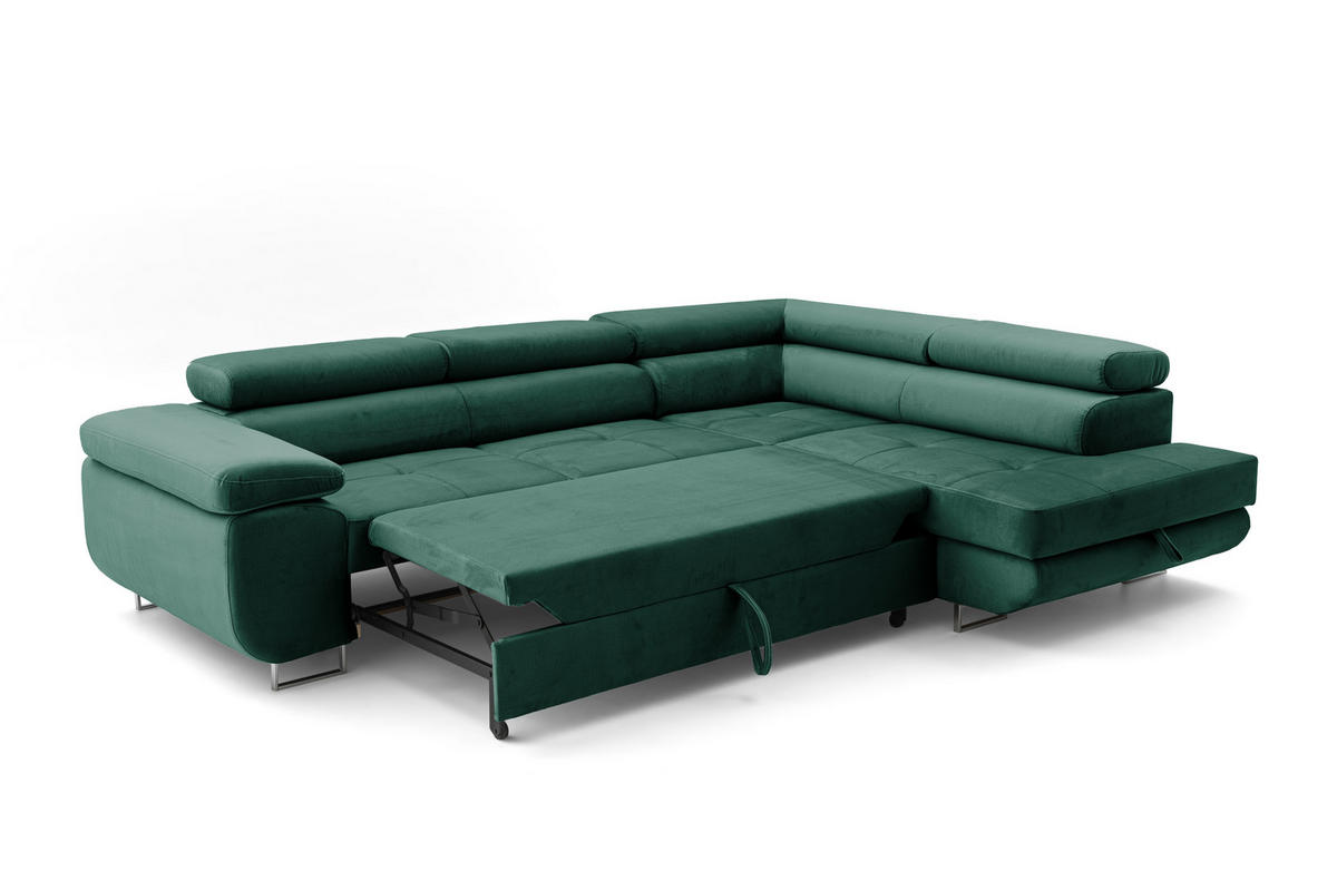 ECKSOFA WILD L Rechts Dunkelgrün - Dunkelgrün, Holz (274/203cm) - Muffo