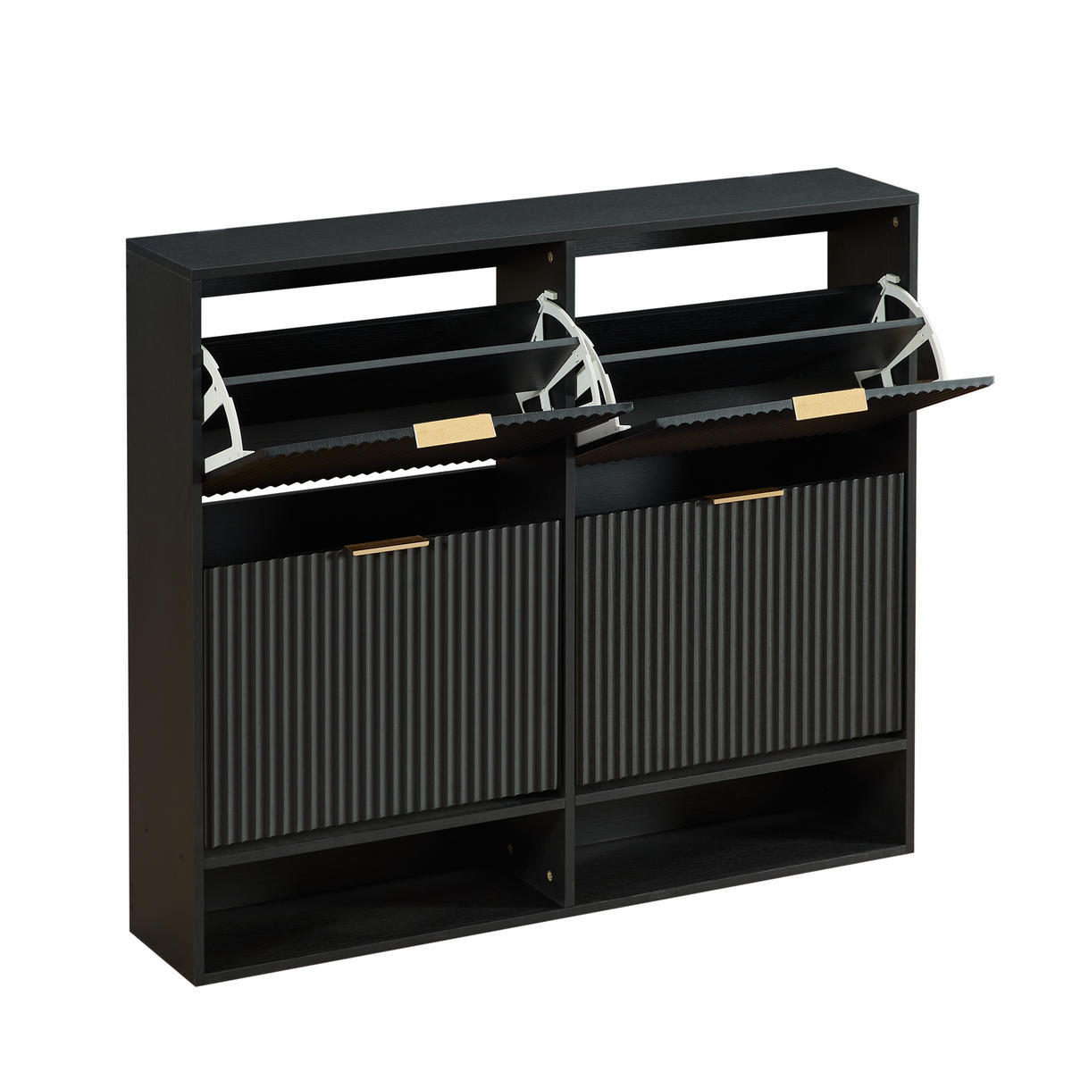 SCHUHSCHRANK Schwarz 120/24/102 cm - Schwarz, Holzwerkstoff (120/102/24cm) - PANGIVO