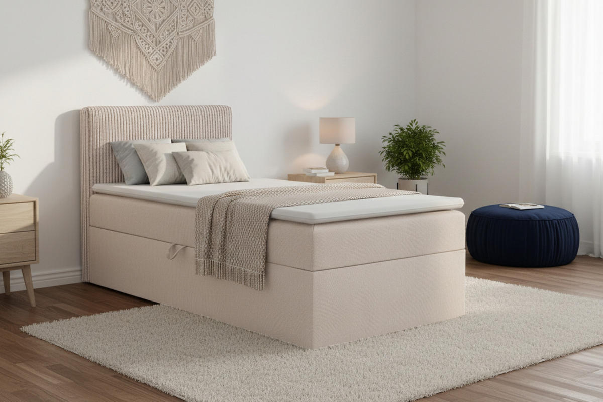 BOXBETT DON 90/200 Ecru H3 Öffnung links - Ecru, Holz/Holzwerkstoff (90/200cm) - Deine Möbel 24