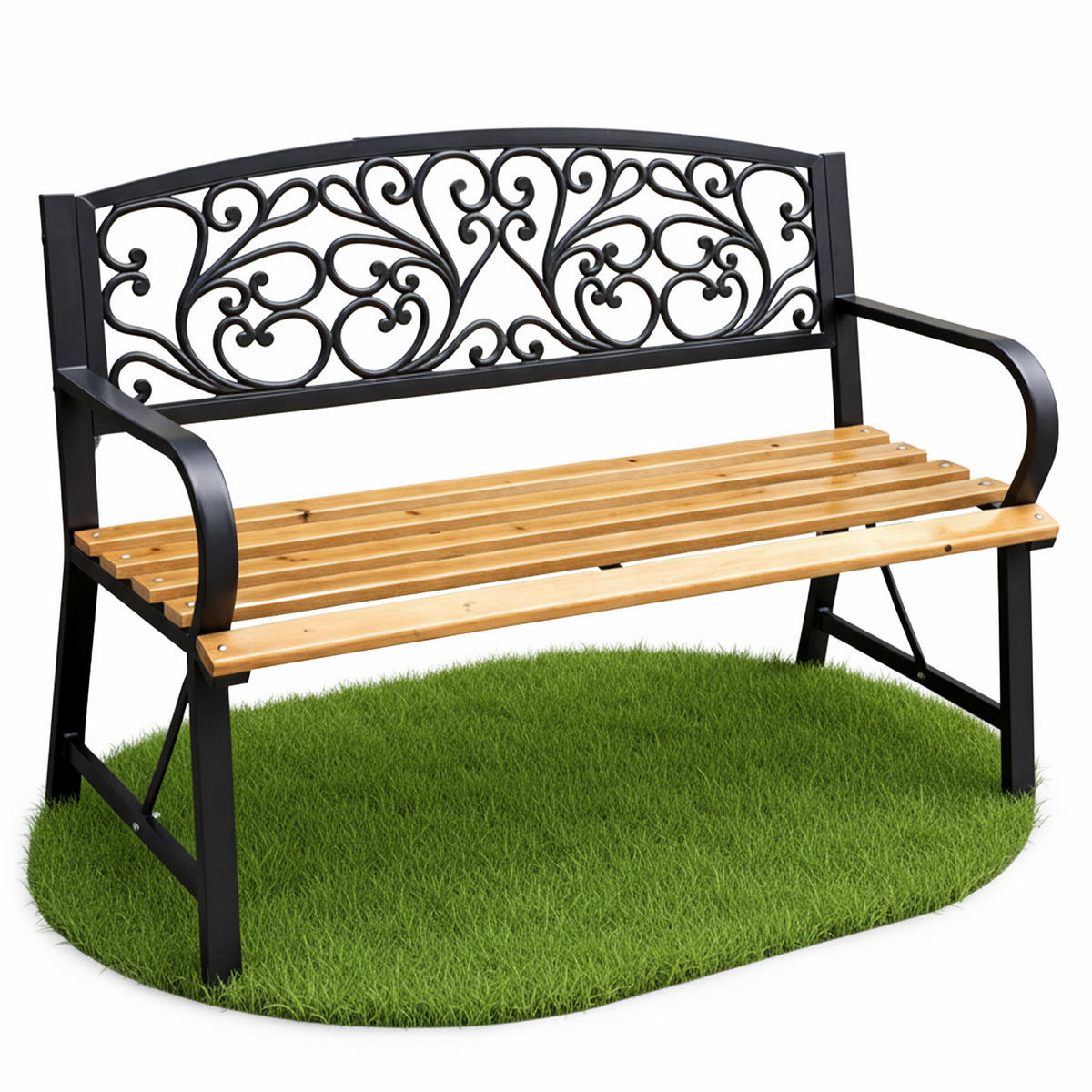 GARTENBANK NERINA Schwarz 118 x 87 x 51,5 cm - Schwarz/Braun, Holz/Metall (118/87/51.5cm) - Akord
