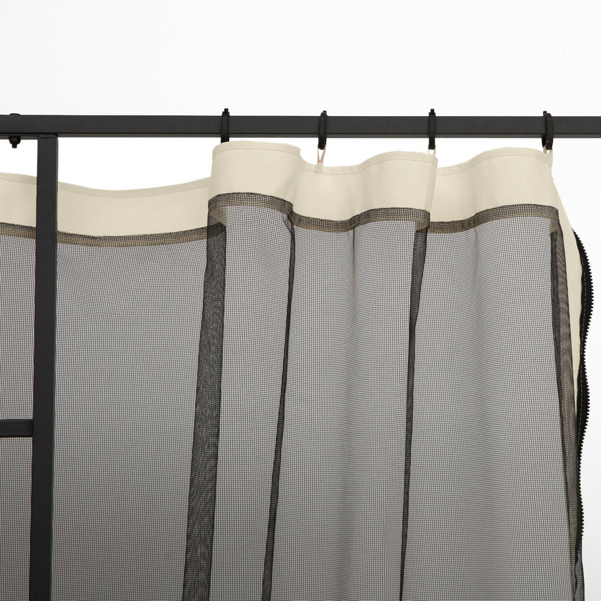 MOSKITONETZ für 3x3 Pavillon 4 Seitenteile Fliegennetz mit Haken Reißverschluss Mückennetz Insektenschutz Fliegengitter Nylon-Mesh Schwarz - Schwarz, Textil (302/1/207cm)