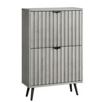 SCHUHSCHRANK aus MDF & Spanplatte in Grau mit 2 Flip-Schubladen - Grau, Holzwerkstoff (60/94/24cm) - Modfu