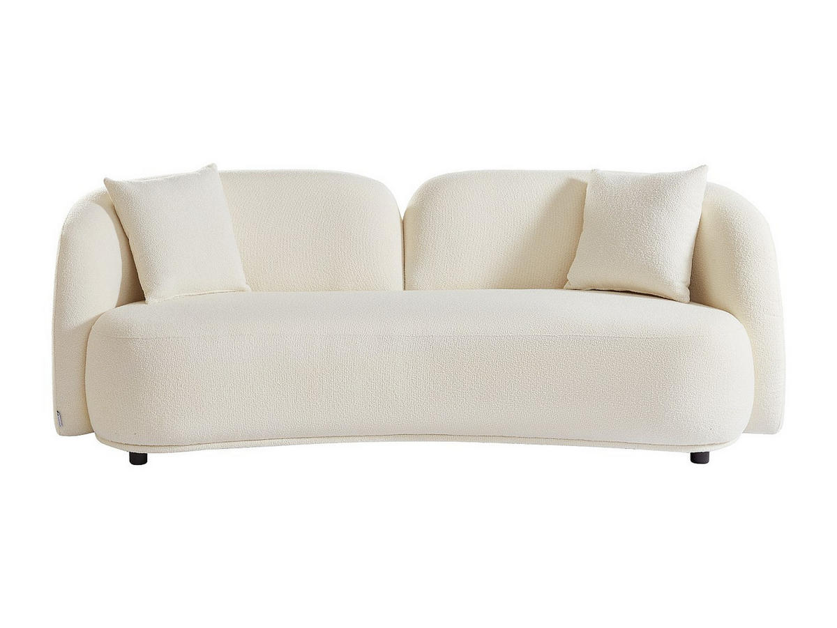 SOFA 3‑Sitzer – Bouclé-Stoff – Weiß – LINORIA - Weiß, Textil (226/81/93cm) - Vente-Unique