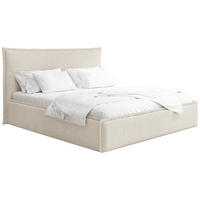 POLSTERBETT Pillow mit Bettkasten, Lattenrost & hohem Kopfteil in Creme Chenille 120x200 cm - Birkefarben/Creme, Holz/Kunststoff (120/200cm) - WFL GROUP