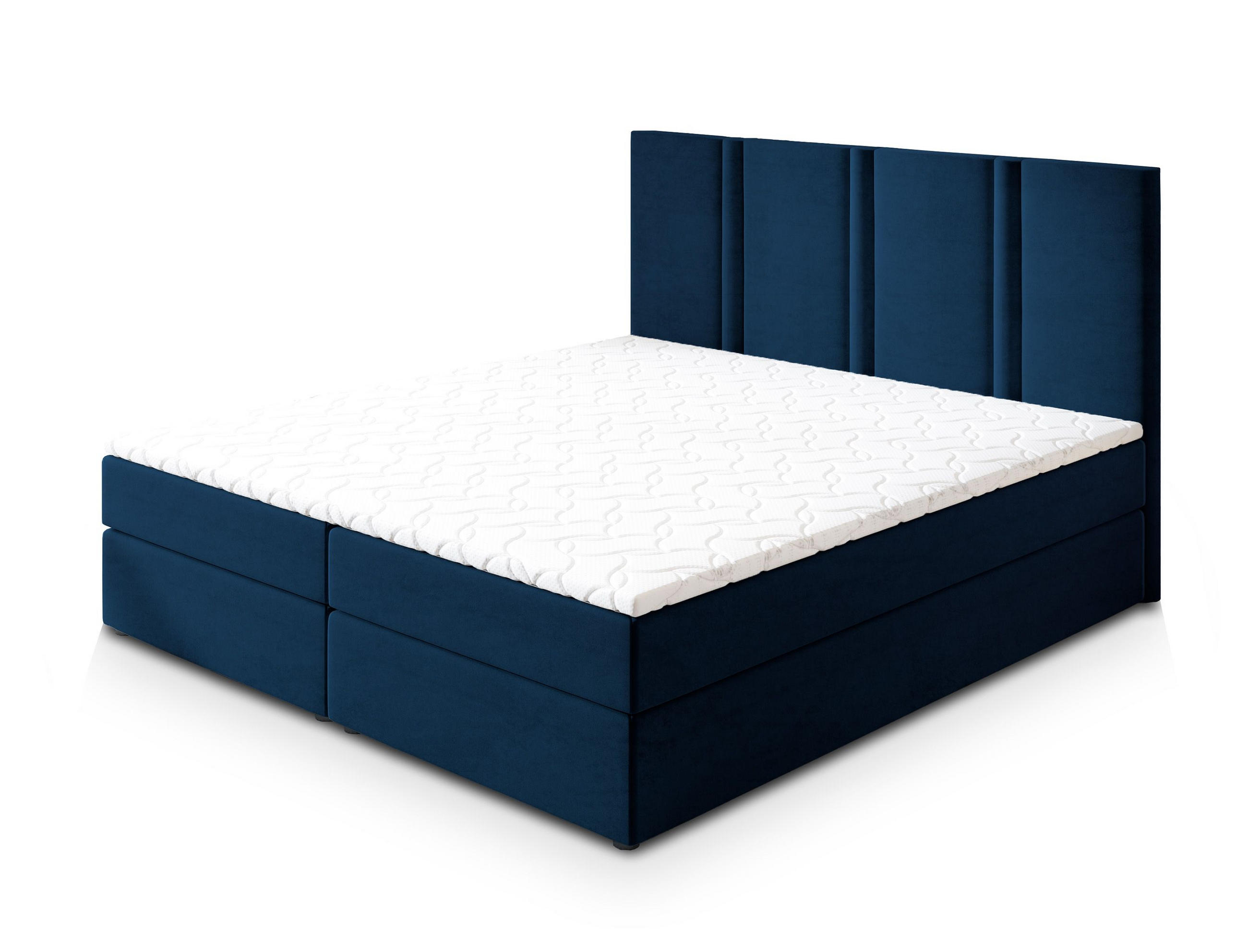 BOXBETT LARIO 160x200 cm mit Matratze und Topper - Blau - Blau, Holz (160/200cm) - MASSENO