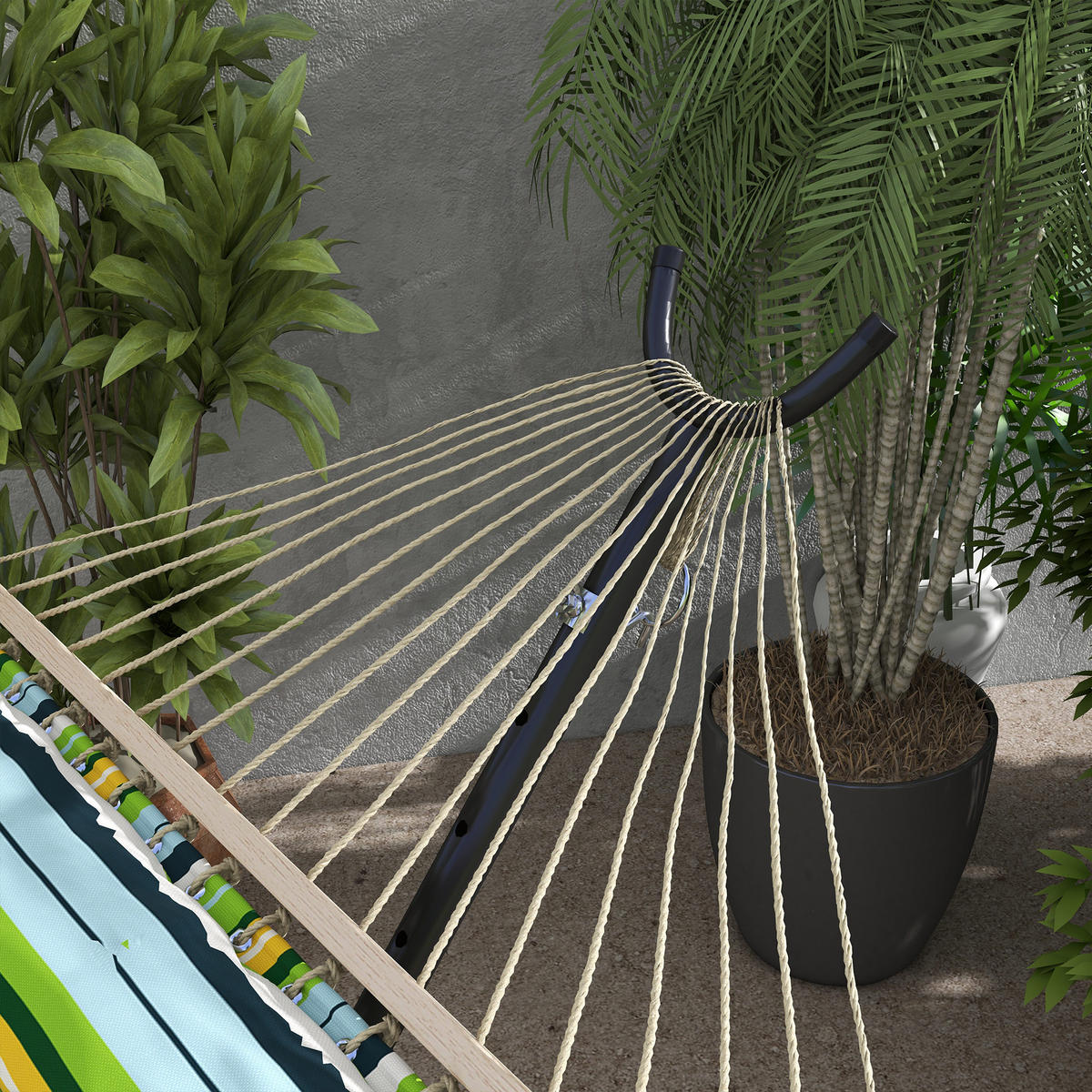 HÄNGEMATTENGESTELL, Stahl, Schwarz - Schwarz, Metall (290/120/115cm) - Outsunny