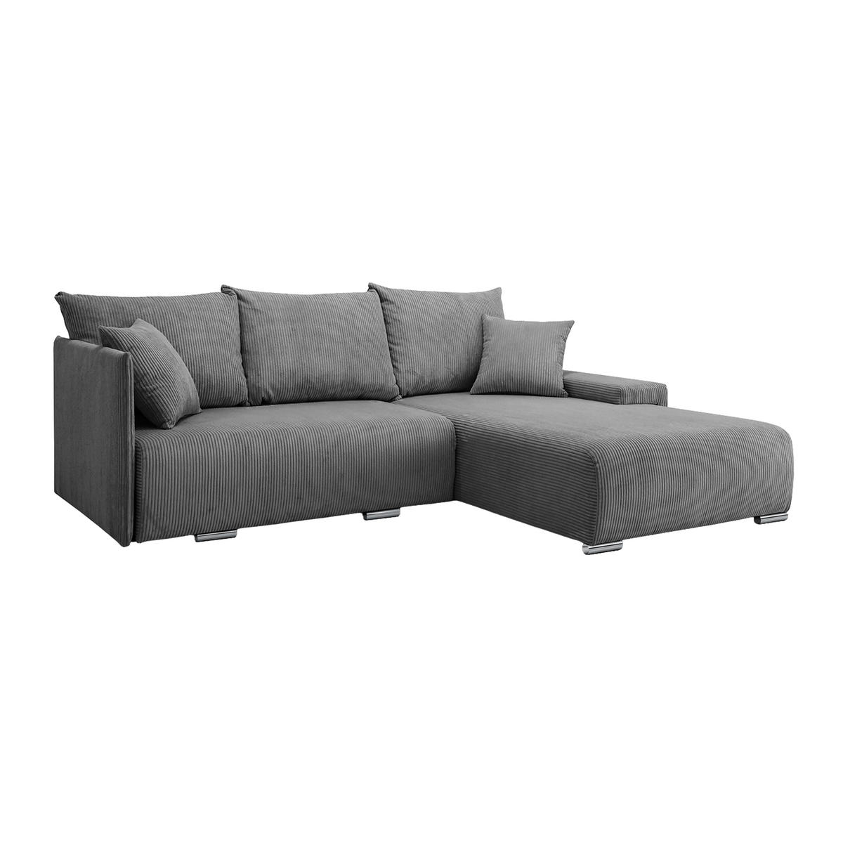 ECKSOFA TRAWANGA L mit Schlaffunktion, Grau - Grau, Textil (246/188cm) - Fedve